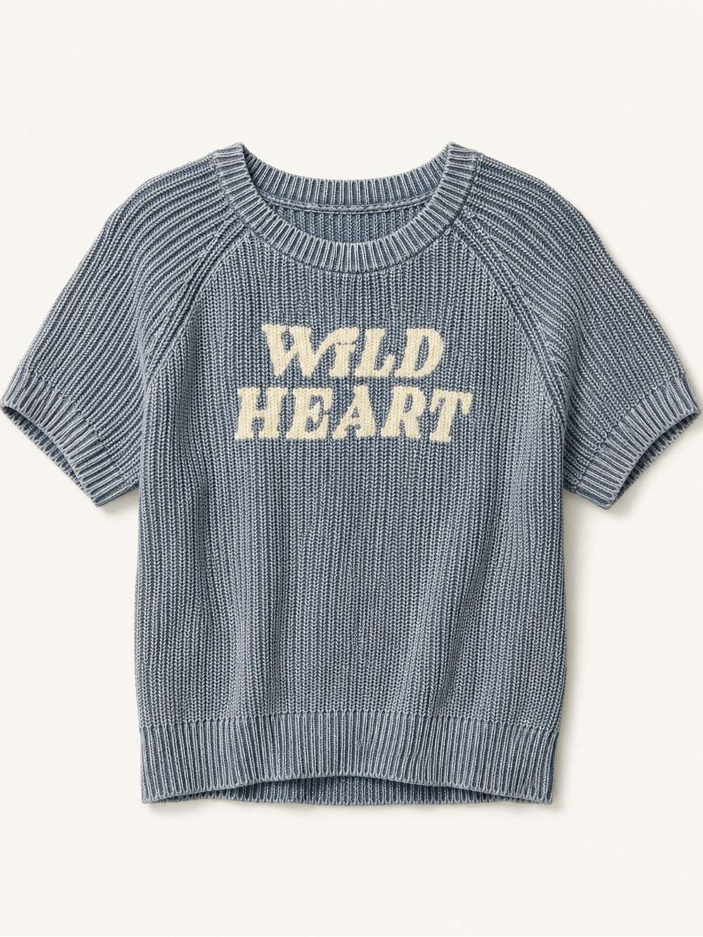 Torrid Wild Heart Sweater Tee Size 2 Blue Chunky Knit Graphic Cotton Top